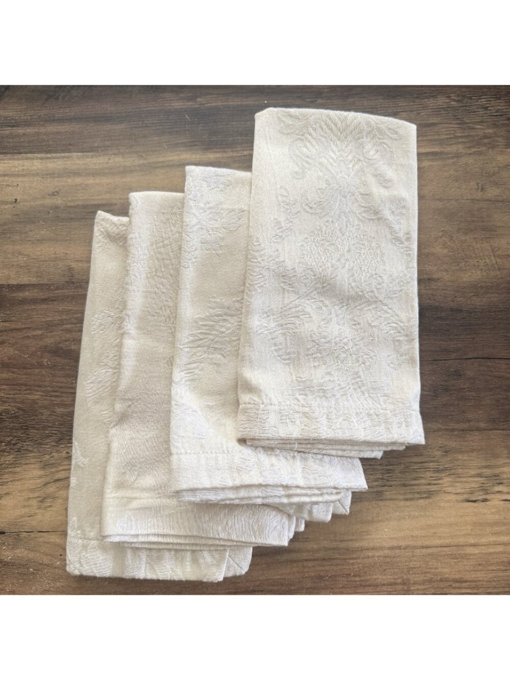 Waterford Marquis Set Of 6 Napkins Ivory Light Beige Floral Damask Blend